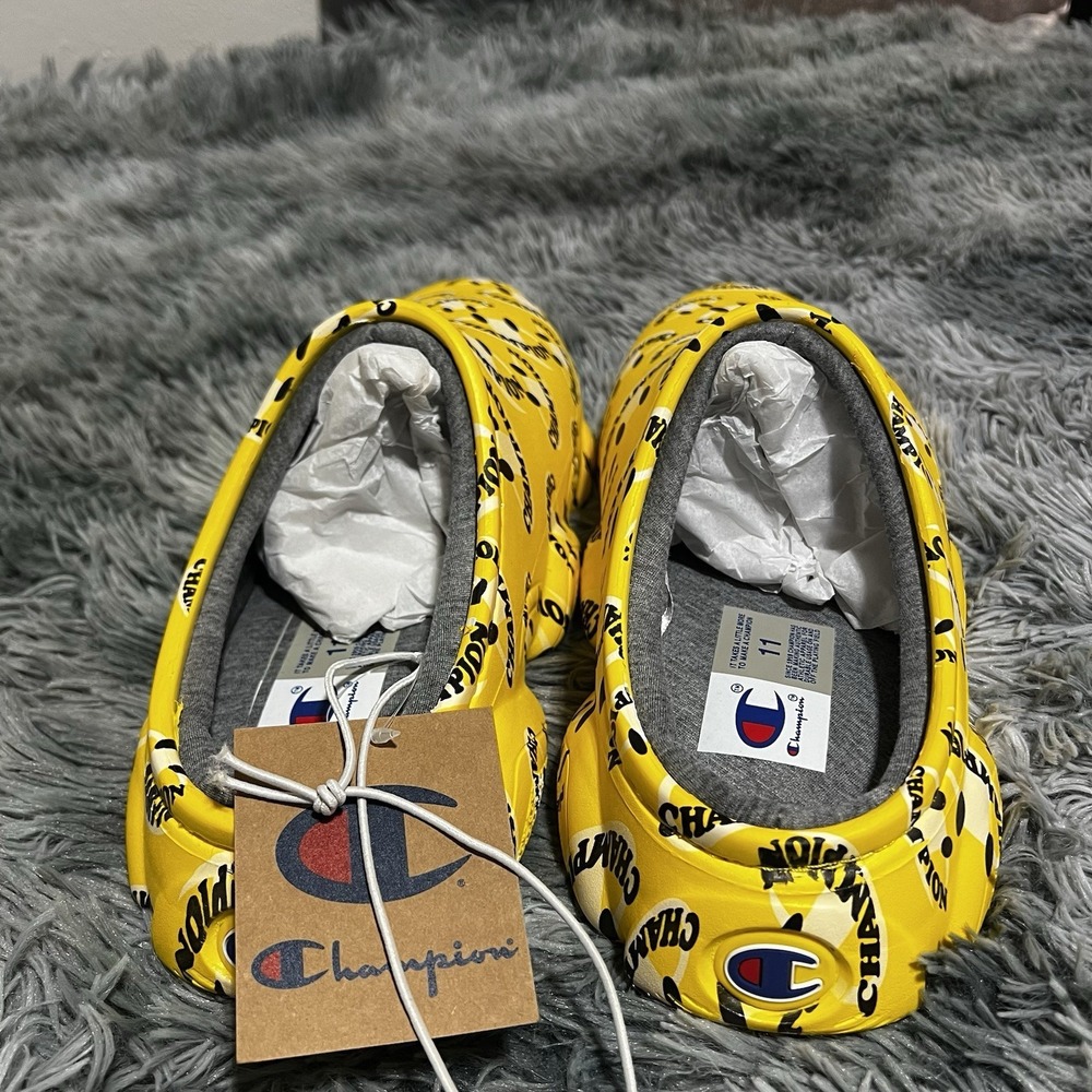 Champion Super Meloso Smile Clog Shoes Men's Size 11 Yellow Soft Insole